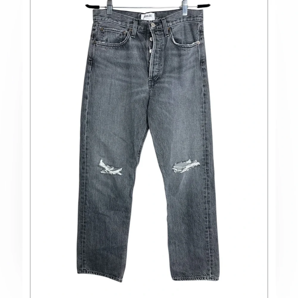 AGOLDE 90s Straight Leg distressed jeans in a gray wash size 27